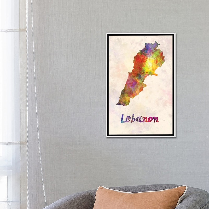 iCanvas "Lebanon In Watercolor" by Paul Rommer Framed Canvas Print